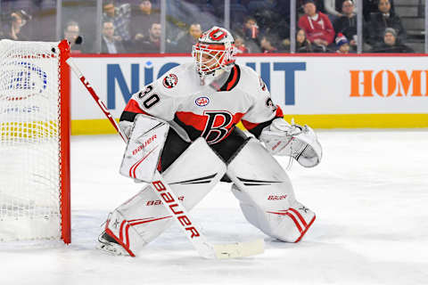 Filip Gustavsson #30 of the Belleville Senators (Photo by Stephane Dube /Getty Images)