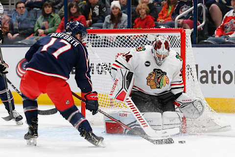 Should the Oilers trade for Chicago Blackhawks goalie Petr Mrazek. Mandatory Credit: Russell LaBounty-USA TODAY Sports