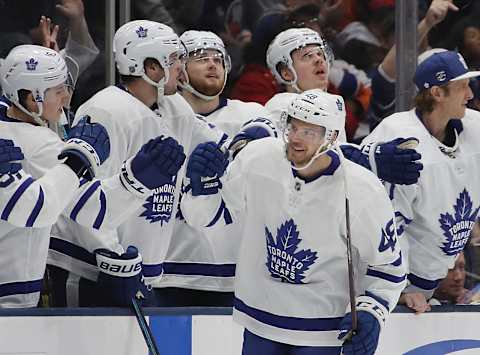 UNIONDALE, NEW YORK – APRIL 01: Calle Rosen #48 of the Toronto Maple Leafs . (Photo by Bruce Bennett/Getty Images)