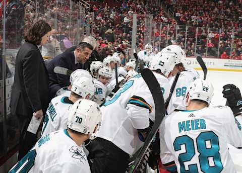 Interim head coach Bob Boughner of the San Jose Sharks. (Photo by Bruce Bennett/Getty Images)