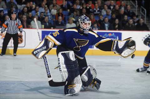 23 Jan 2002: The Blues defeated the Sabres 5-2. Mandatory copyright notice: Copyright 2002 NHLI Mandatory Credit: Rick Stewart /NHLI/Getty Images