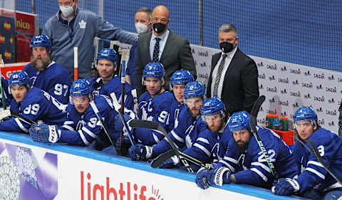 The Toronto Maple Leafs Bench at Scotiabank Arena (Photo by Claus Andersen/Getty Images)