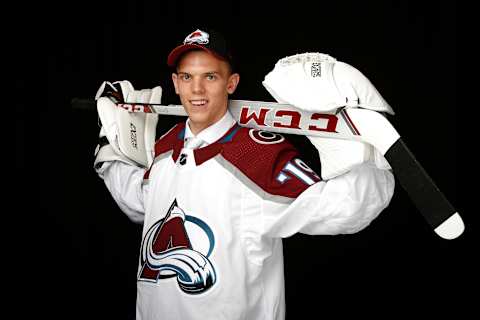 VANCOUVER, BRITISH COLUMBIA – JUNE 22: Trent Miner poses after being selected 202nd overall by the Colorado Avalanche during the 2019 NHL Draft at Rogers Arena on June 22, 2019 in Vancouver, Canada. (Photo by Kevin Light/Getty Images)