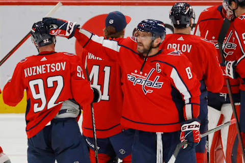 Alex Ovechkin, Evgeny Kuznetsov, Washington Capitals Mandatory Credit: Geoff Burke-USA TODAY Sports