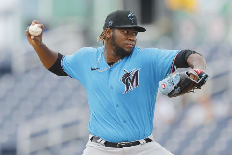 Marlins pitching prospect Jorge Guzman. (Photo by Michael Reaves/Getty Images)