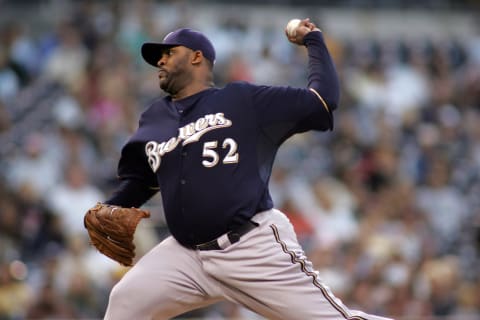 SAN DIEGO – August 13: CC Sabathia of the Milwaukee Brewers pitches during the game against the San Diego Padres at Petco Park on August 13, 2008 in San Diego, California. The Brewers defeated the Padres 7-1. (Photo by Robert Leiter/MLB Photos via Getty Images)