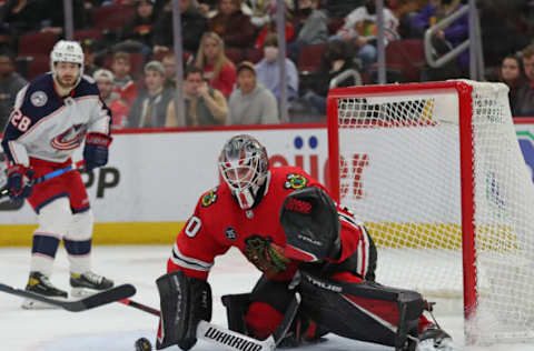 Arvid Soderblom #40, Chicago Blackhawks Mandatory Credit: Dennis Wierzbicki-USA TODAY Sports