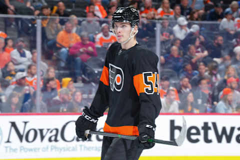 Yegor Zamula in action for the Flyers. (Photo by Mitchell Leff/Getty Images)