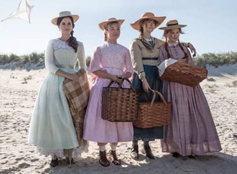 Emma Watson, Saoirse Ronan, Florence Pugh, and Eliza Scanlen in Greta Gerwig's Little Women (2019).