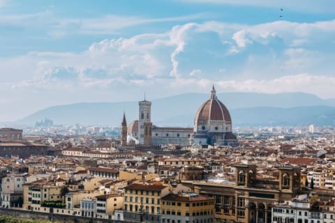 A view of Florence, Italy, a city that has become synonymous with Michelangelo and is home to the Piazzale Michelangelo.