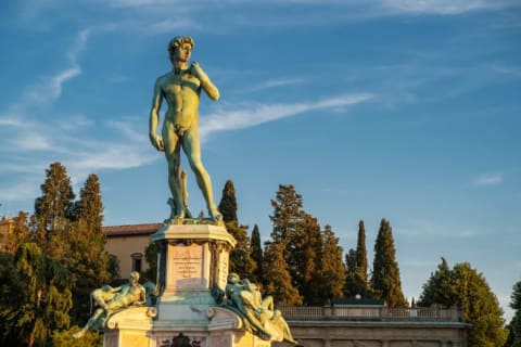 One of the bronze recreations of Michelangelo's statue of David at Piazzale Michelangelo.