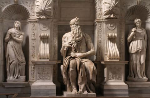 Michelangelo's Moses is housed in the church of San Pietro in Vincoli in Rome, Italy.