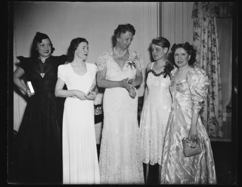 "Presidential hopeful" Gracie Allen (far right) with First Lady Eleanor Roosevelt (center) at a March 1940 event.