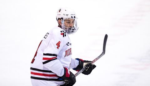 Jeremy Davies #4 of the Northeastern Huskies (Photo by Richard T Gagnon/Getty Images)