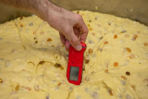 A big batch of Panettone fruitcakes in the works in Milan, Italy.