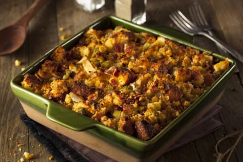 This is a) stuffing, b) dressing.