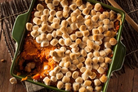 A marshmallow-topped sweet potato casserole.