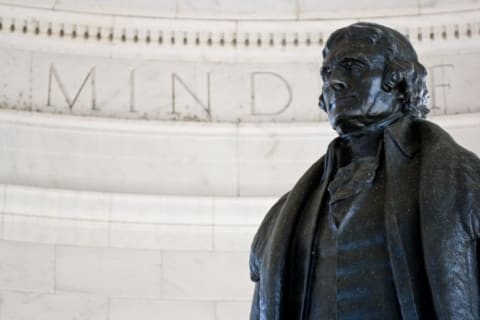 The Jefferson Memorial was dedicated by President Franklin Delano Roosevelt on April 13, 1943.