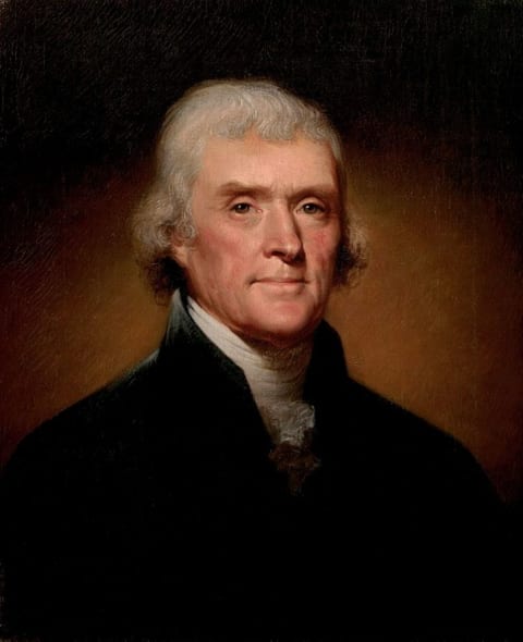 Thomas Jefferson's presidential portrait by Rembrandt Peale from 1800.