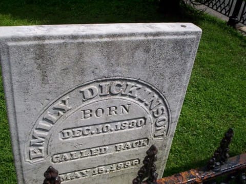 Emily Dickinson's gravesite in Amherst, Massachusetts.