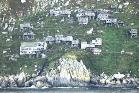 An abandoned village in King Island, Alaska