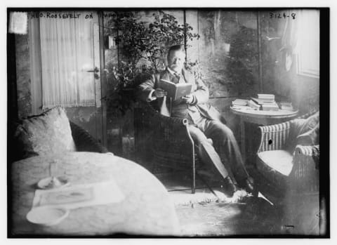 Roosevelt relaxes aboard the SS Imperator.