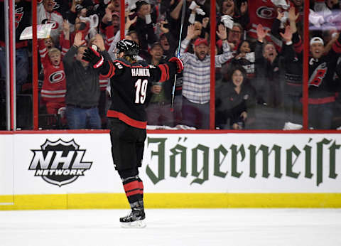 Dougie Hamilton #19 of the Carolina Hurricanes. (Photo by Grant Halverson/Getty Images)