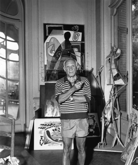 Artist Pablo Picasso at his 'Villa La Californie' home in Cannes, France, in 1955.