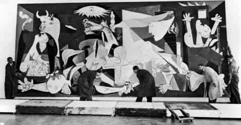 Pablo Picasso's Guernica on display in the Municipal Museum in Amsterdam for an exhibition in July 1956.