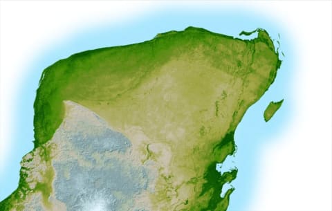 A topographical map showing the impact of the crater.