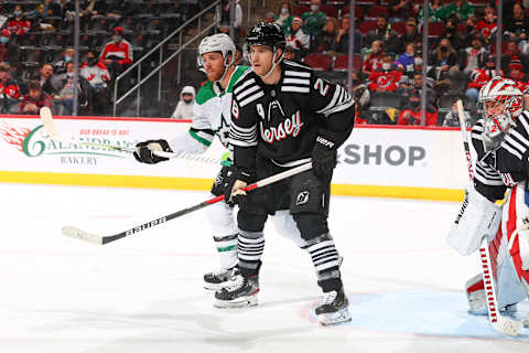 Damon Severson #28 of the New Jersey Devils. (Photo by Rich Graessle/Getty Images)