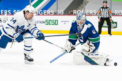 VANCOUVER, BC – APRIL 18: Auston Matthews #34 of the Toronto Maple Leafs (Photo by Rich Lam/Getty Images)