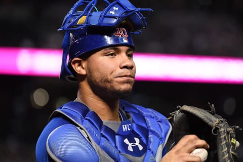 PHOENIX, AZ – SEPTEMBER 17: Willson Contreras #40 of the Chicago Cubs walks back to the dugout after the end of an inning against the Arizona Diamondbacks at Chase Field on September 17, 2018 in Phoenix, Arizona. (Photo by Norm Hall/Getty Images)