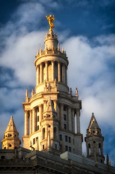 Adolph Alexander Weinman's Civic Fame atop the Manhattan Municipal Building.