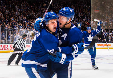 Toronto Maple Leafs – Mitch Marner and Morgan Rielly (Photo by Mark Blinch/NHLI via Getty Images)