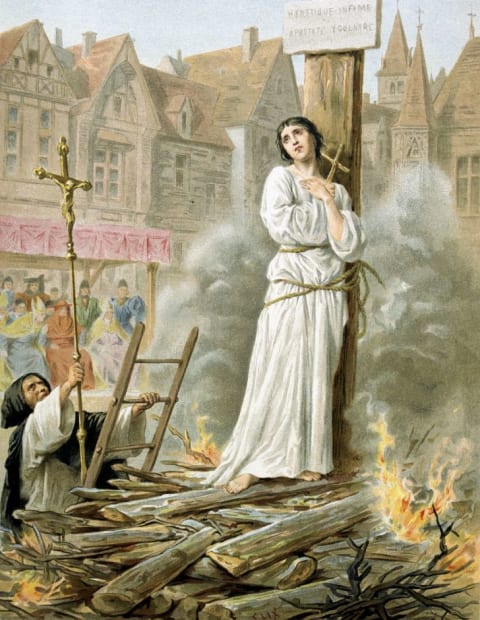 After a questionable trial by the church court, Joan of Arc was burned at the stake for the crime of heresy at just 19 years old.