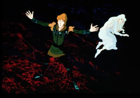 Jeff Bridges and Mia Farrow in The Last Unicorn (1982).