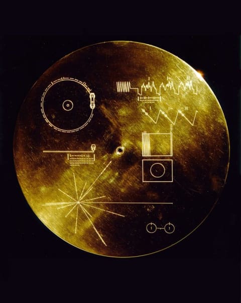 The aluminum case for the gold record sent out on Voyager 1 and 2, which Carl Sagan contributed to.