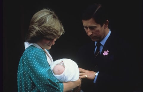 Prince Charles and Princess Diana leave the Lindo Wing of London's St. Mary's Hospital with baby Prince William on July 22, 1982.