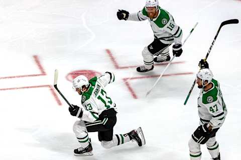 Mattias Janmark #13 of the Dallas Stars. (Photo by Bruce Bennett/Getty Images)