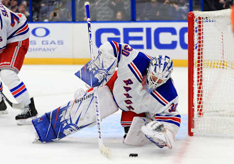 Henrik Lundqvist #30 of the New York Rangers