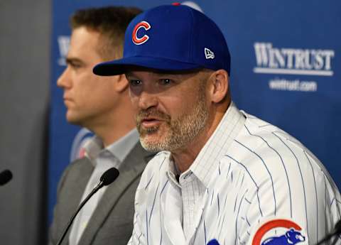 David Ross, manager of the Chicago Cubs (Photo by David Banks/Getty Images)