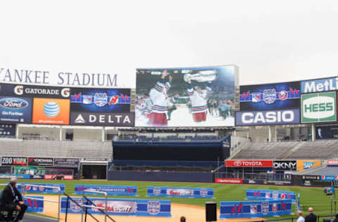 NEW YORK, NY – AUGUST 08: A view of the video board showing the 1994 Stanley Cup victory by the New York Rangers during the 2014 NHL Stadium Series Media Availability at Yankee Stadium on August 8, 2013, in New York City. (Photo by Andy Marlin/AM Photography/Getty Images)