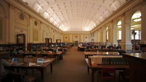 The interior of the main branch of Carnegie Library of Pittsburgh.