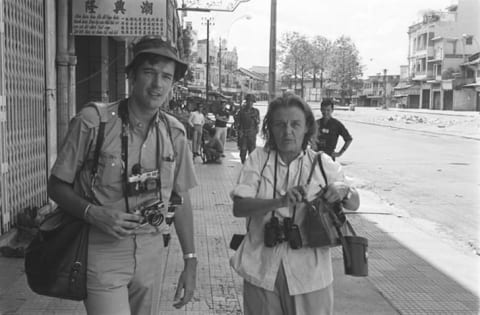 Clare Hollingworth with Life Magazine photographer Tim Page in Saigon, June 1968.