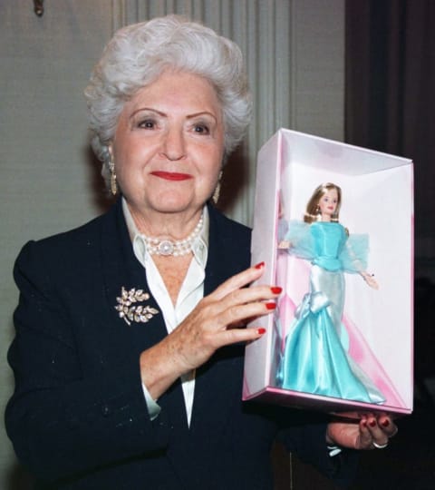 Ruth Handler celebrates the 40th anniversary of Barbie in 1999.