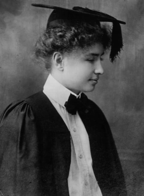 Helen Keller on the day of her graduation from Radcliffe College in 1904.