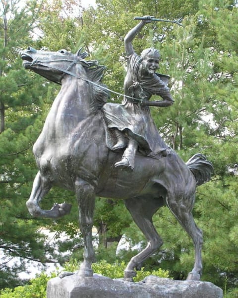 Statue of Sybil Ludington on Gleneida Avenue in Carmel, New York.