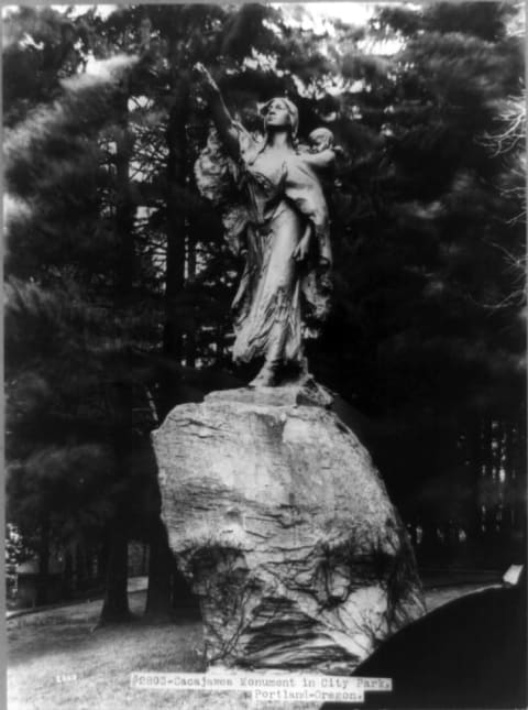 Sacagawea Monument in City Park, Portland, Oregon, circa 1912; statue by Alice Cooper