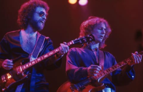 Eric Bloom and Allen Lanier from Blue Oyster Cult perform in 1977.